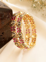 Exquisite Ruby Stone Bangle With Intricate Nakshi Design