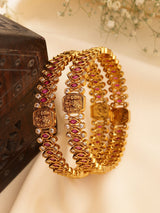 Ram Parivar Bangle With Ruby & Zircon, High Gold Polish