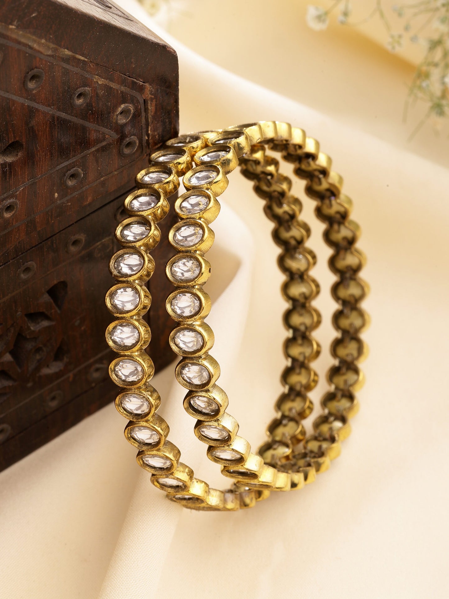 Moissanite Bangle With Antique Polish