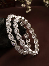 White Zircon Bangle With Rhodium Finish