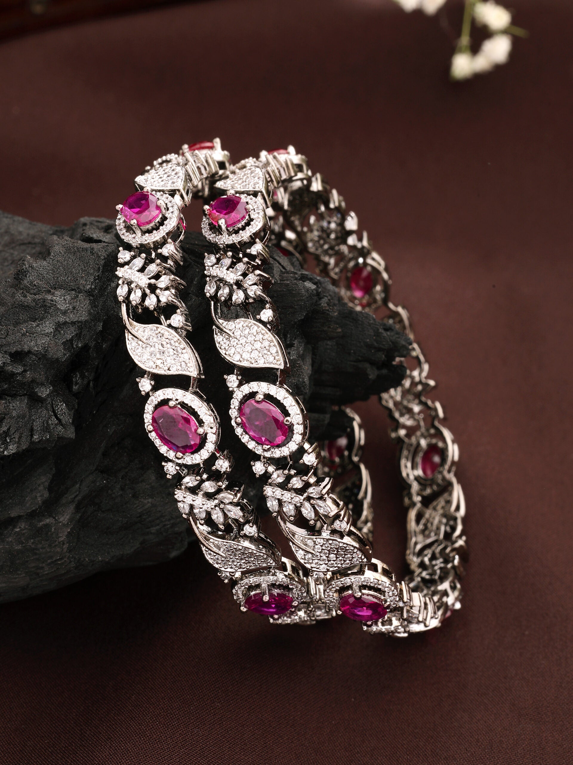Radiant Elegance: Ruby & Zircon Bangle