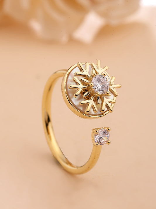 Swirl Design Zircon & Shell Ring