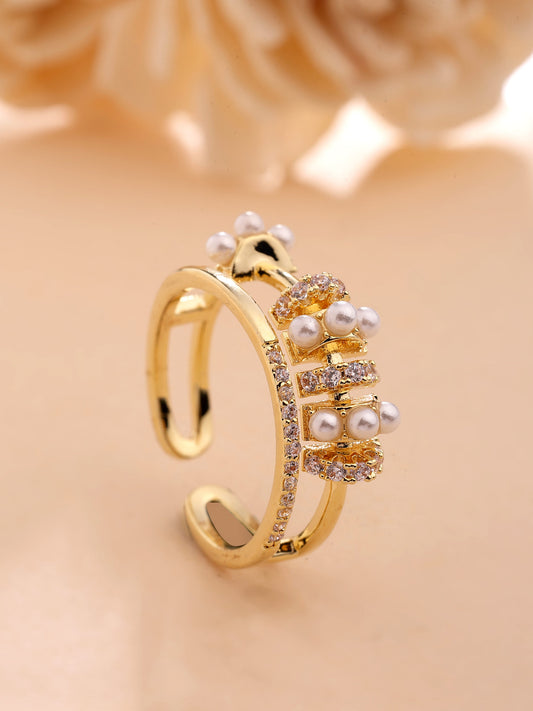 Elegant Ring With Zircon & MOP