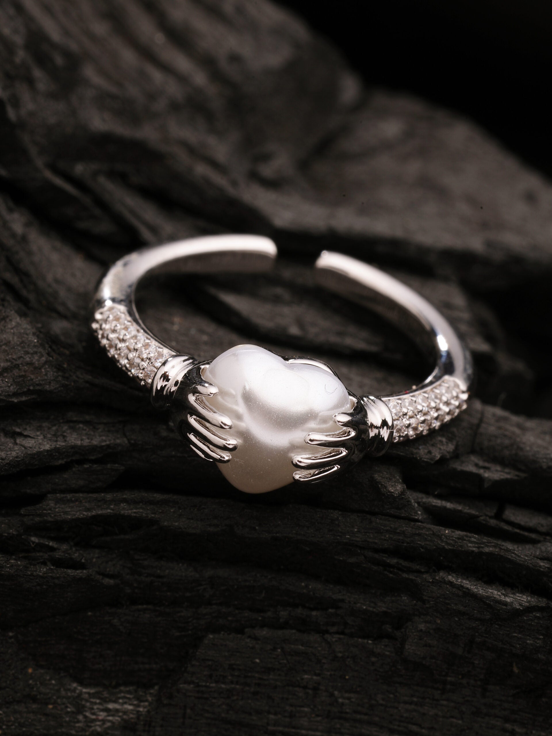 Mother Of Pearl & Zircon Gemstone Ring