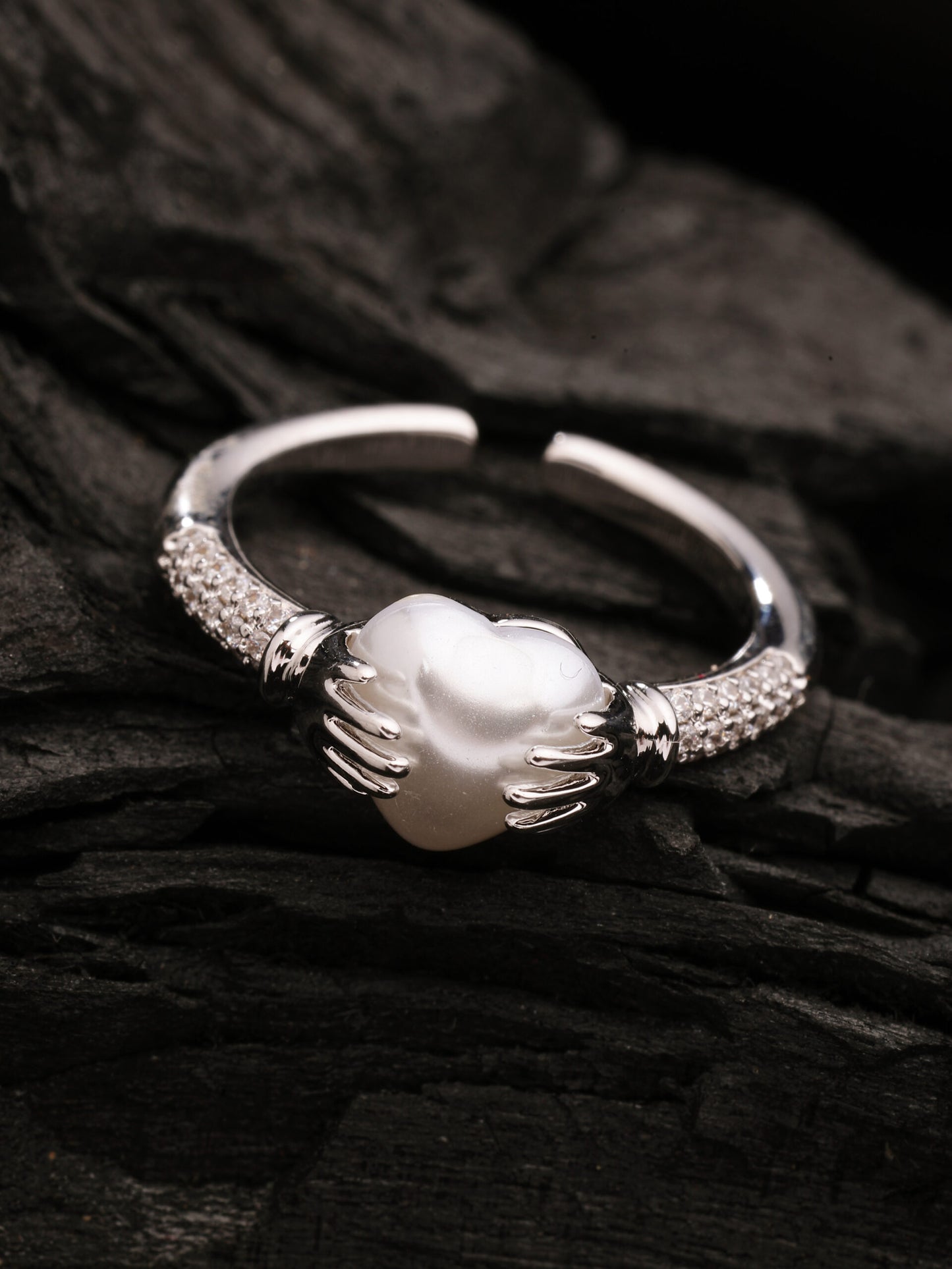 Mother Of Pearl & Zircon Gemstone Ring