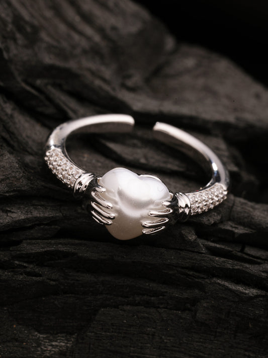 Mother Of Pearl & Zircon Gemstone Ring