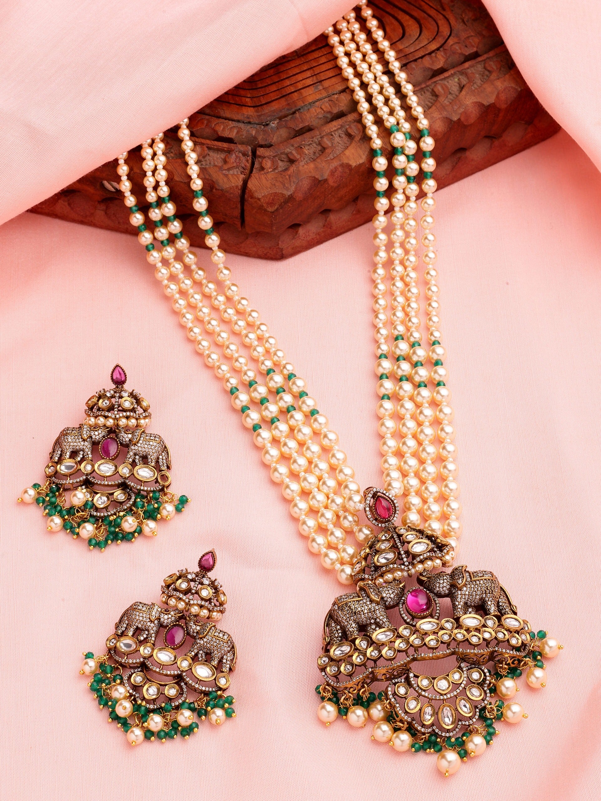 Exquisite Multi-Layer Moissanite, Ruby & Zircon Haaram