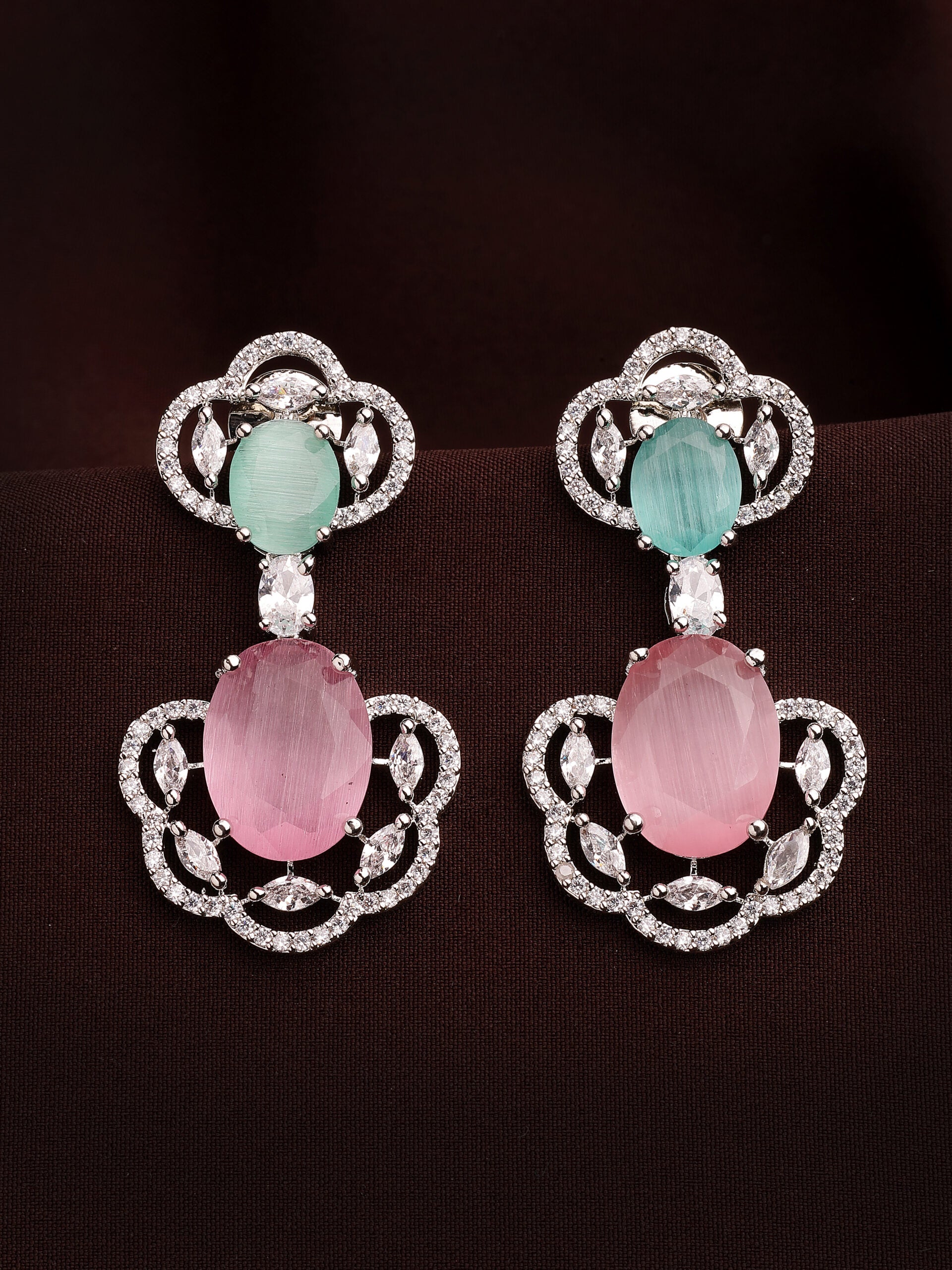 Zircon Earrings | Pink & Mint