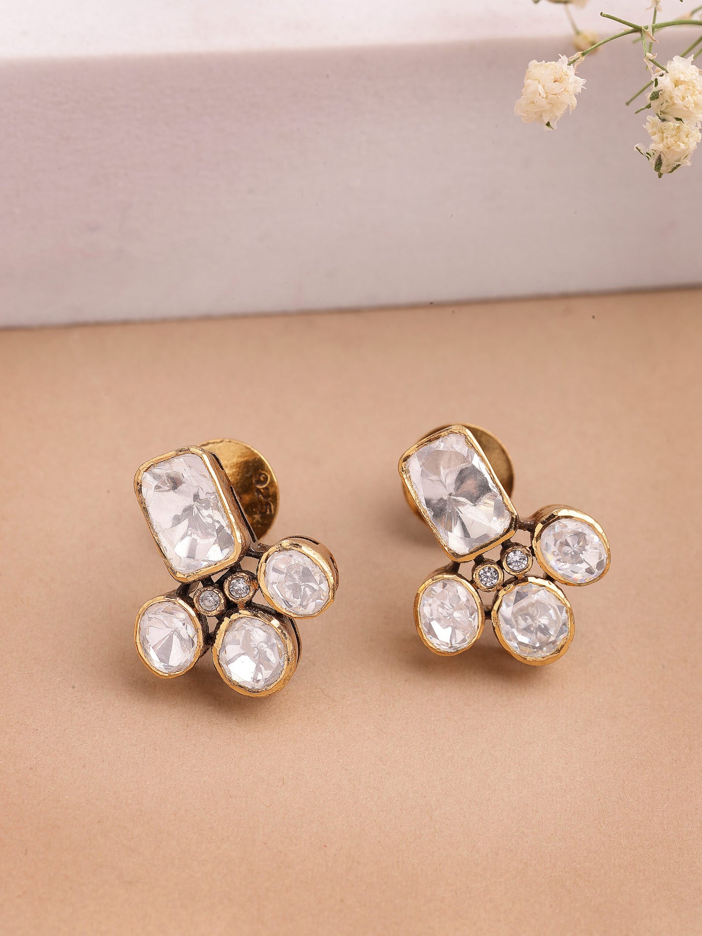 92.5 Silver Luxury Moissanite and Zircon Studs in High-Polis