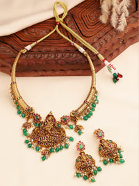Divine Ruby & Emerald Krishna Kante Necklace – Traditional Splendor
