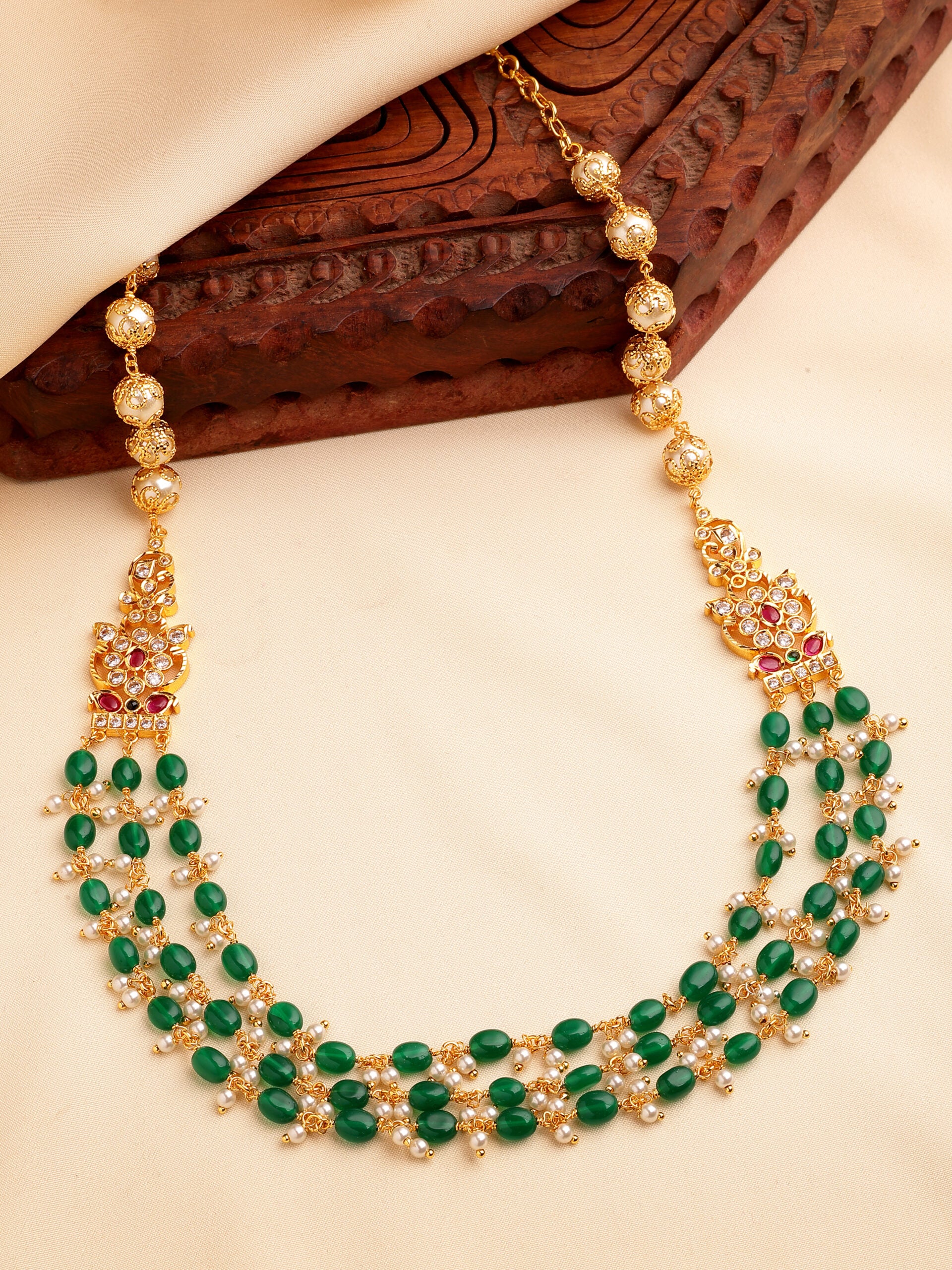 Luxurious Ruby & Emerald Bead Necklace
