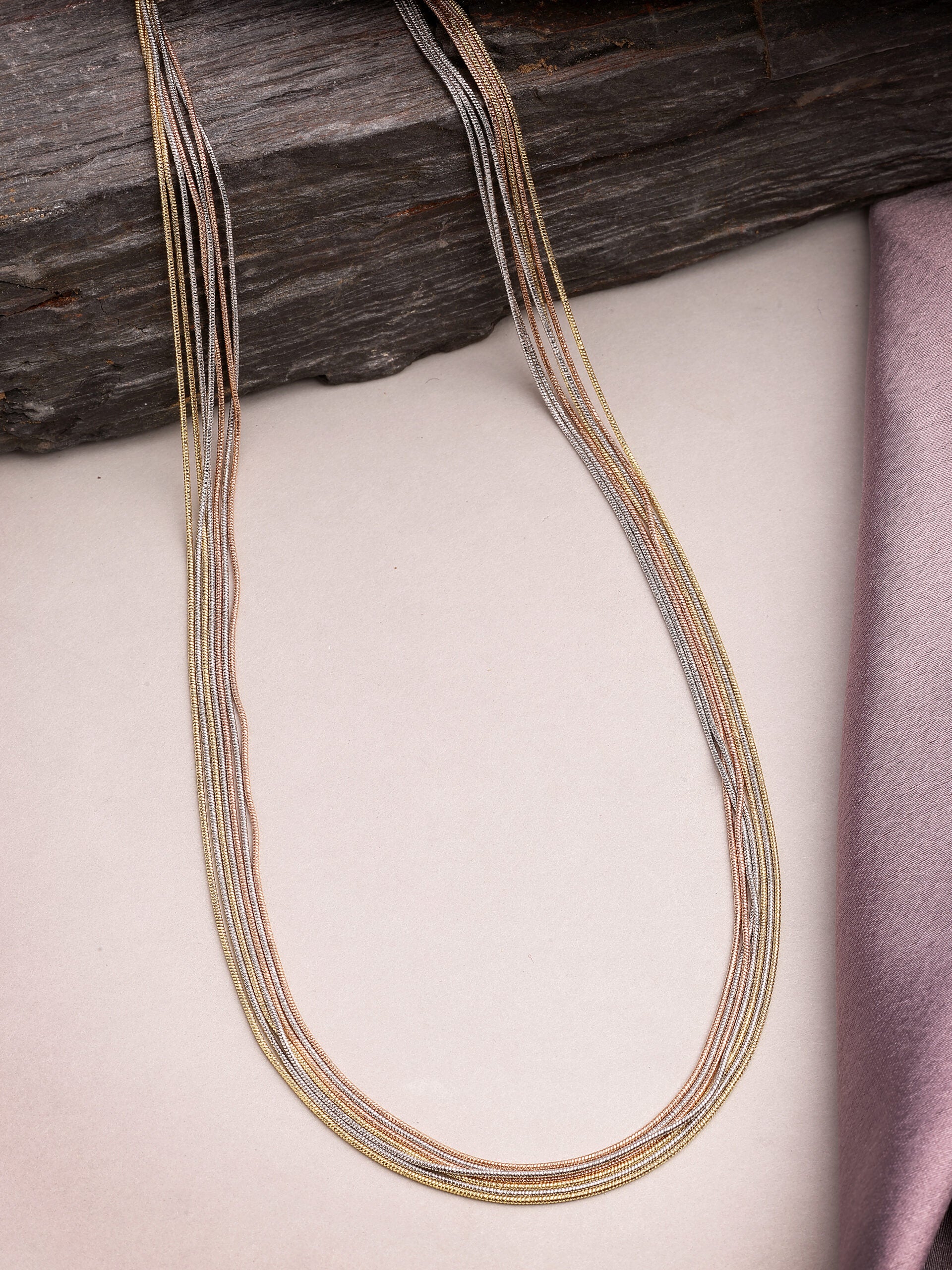 92.5 Sterling Silver Trio-Tone Italian Chain