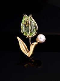 Elegant Zircon & MOP Rose Brooch