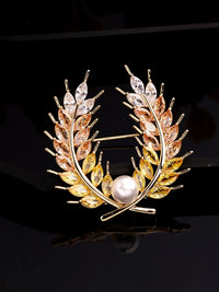 Elegant Multi-Zircon and Pearl Brooch