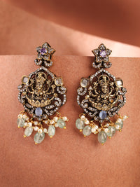 Heritage Nakshi Chandbali Adorned With Moissanite, Pearl & Emerald Beads
