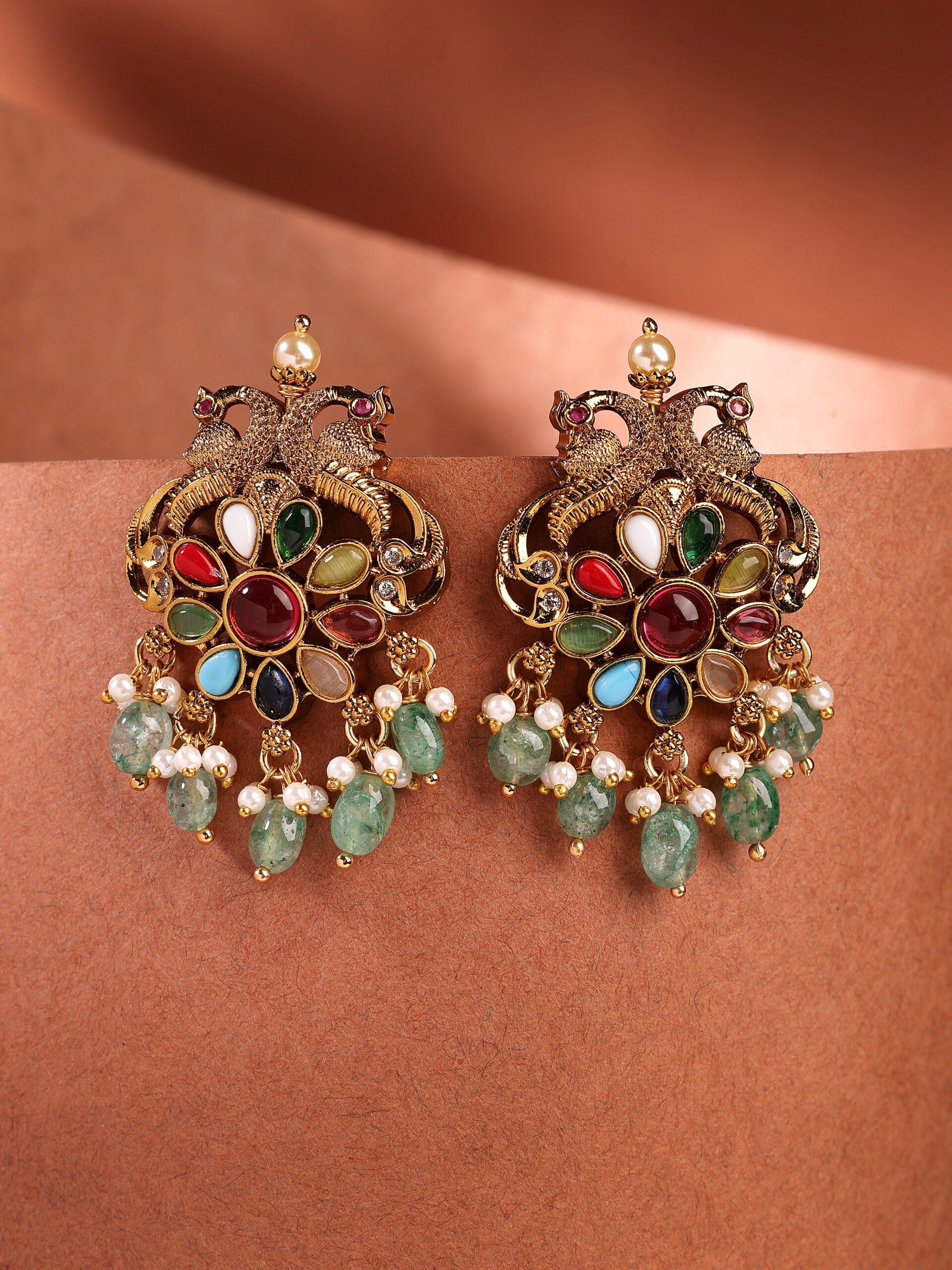 Luxury Pearl & Emerald Moissanite Stud Earrings
