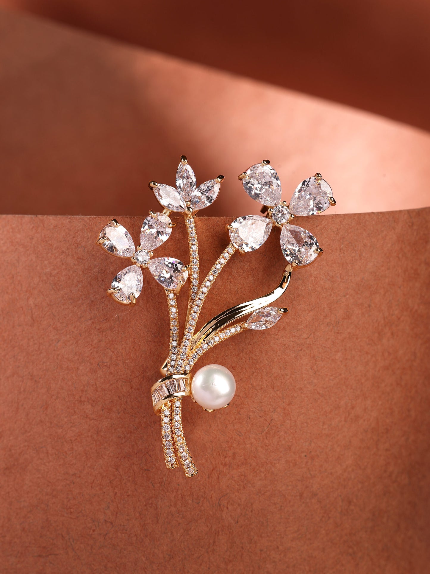 Exquisite Zircon-Studded Brooch