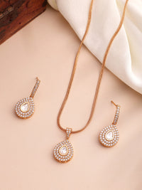 Elegant Moissanite Zircon Pendant Set