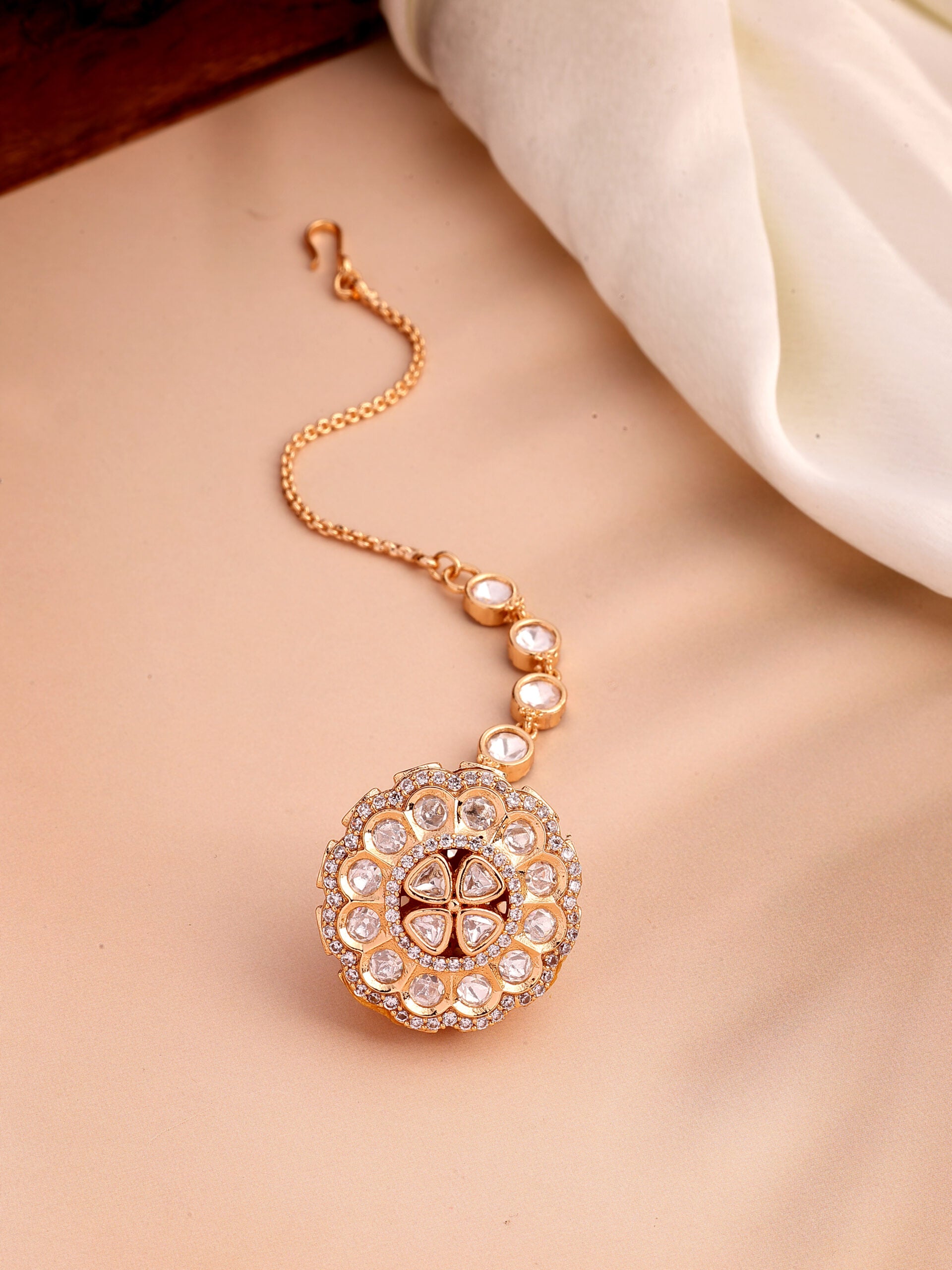 Radiant Moissanite With Zircon Maang Tikka