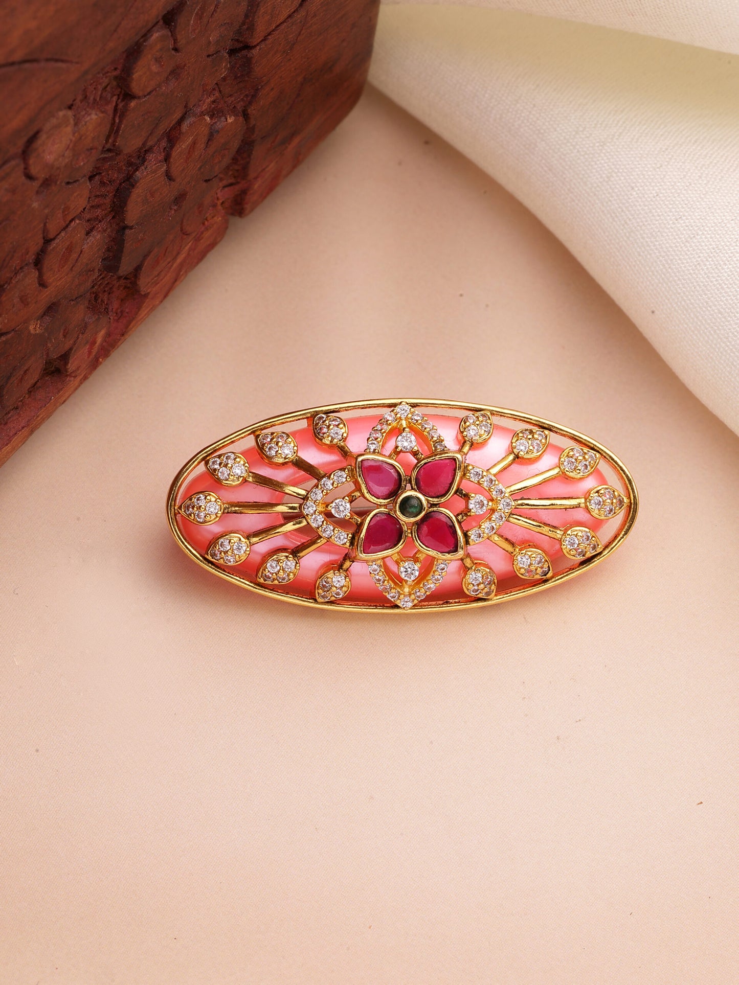 Regal Ruby & Zircon Traditional Brooch