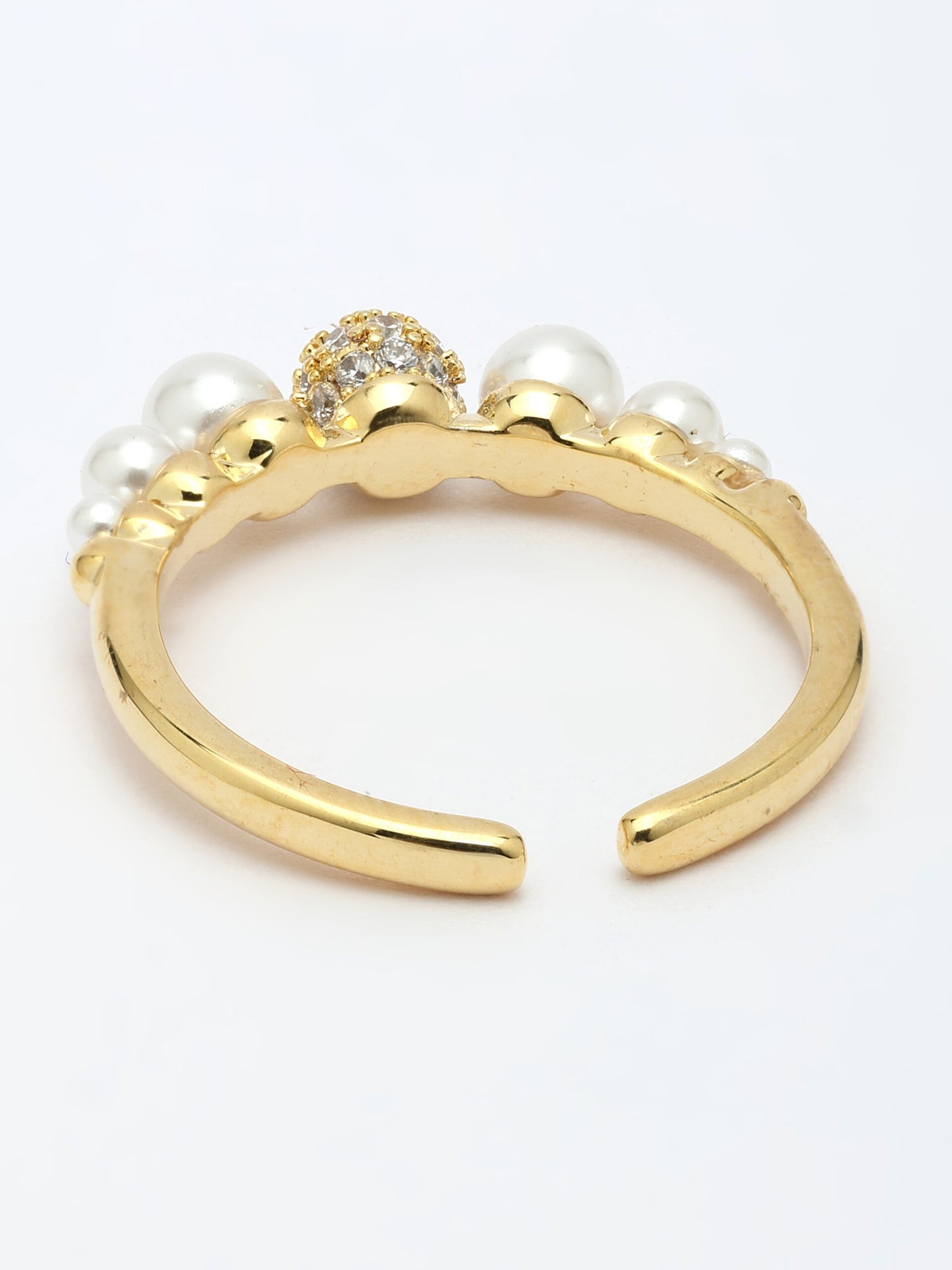 Elegant Mother Of Pearl Ring With Zircon Accents