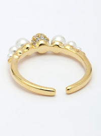 Elegant Mother Of Pearl Ring With Zircon Accents