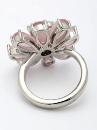 Swirl Design Ring with Zircon & Rose Quartz