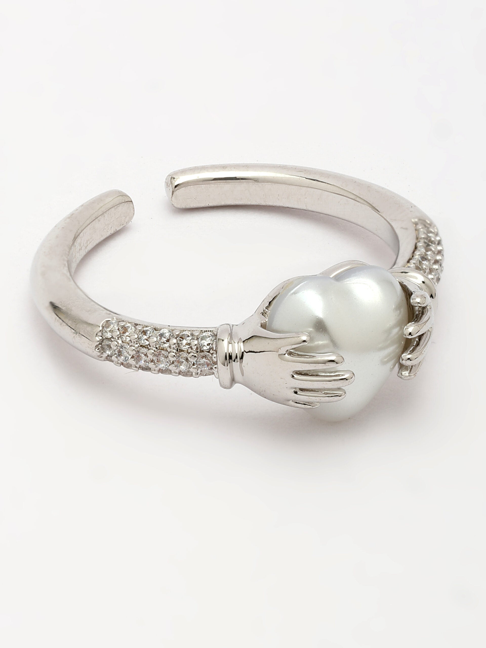 Mother Of Pearl & Zircon Gemstone Ring
