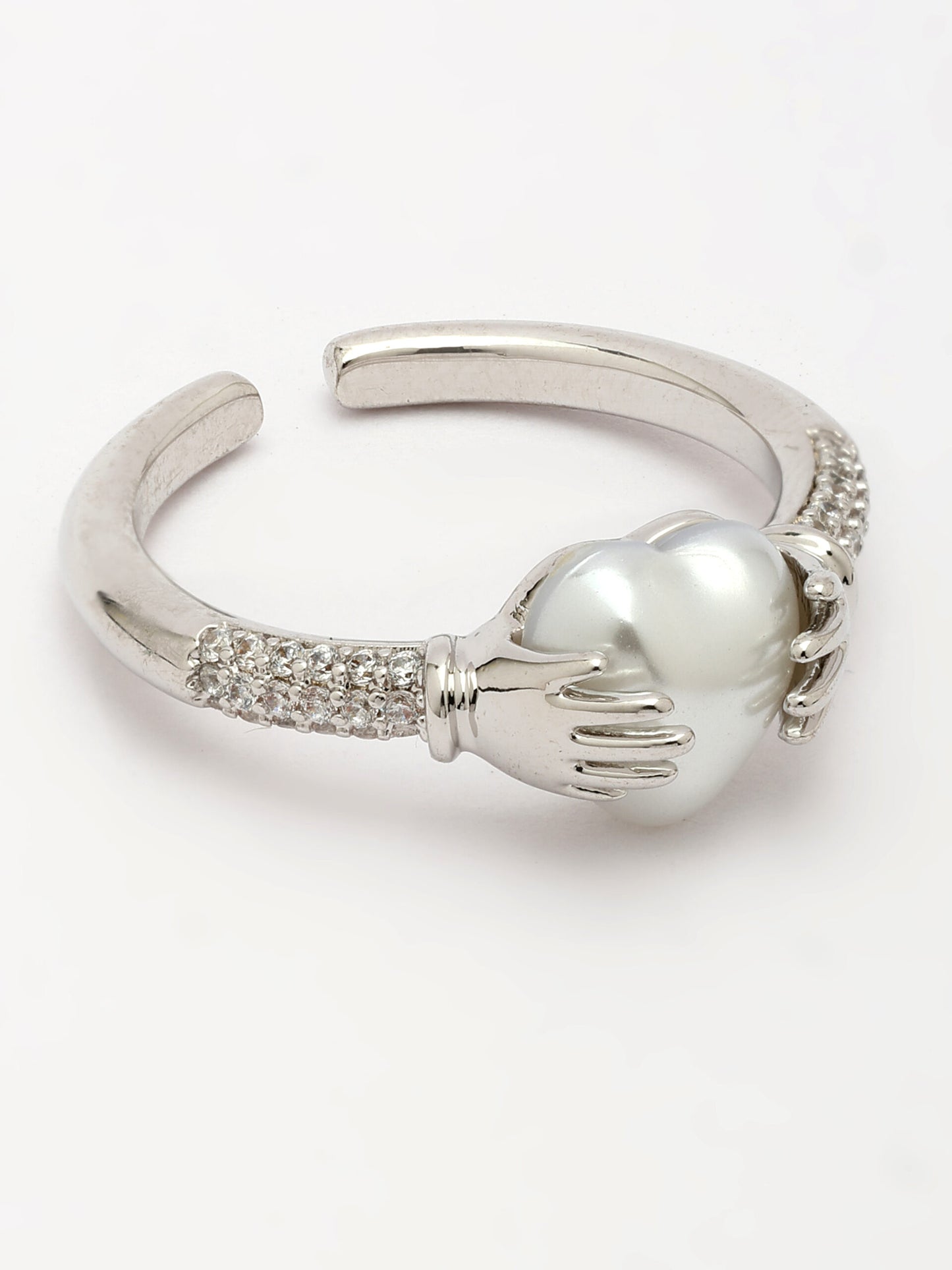 Mother Of Pearl & Zircon Gemstone Ring