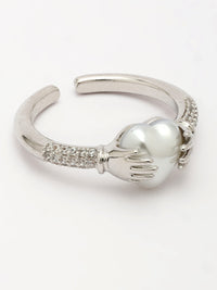 Mother Of Pearl & Zircon Gemstone Ring