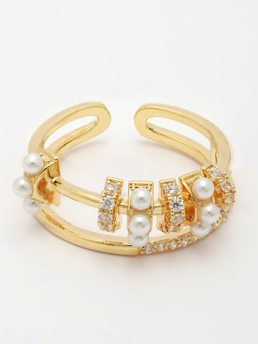 Elegant Ring With Zircon & MOP