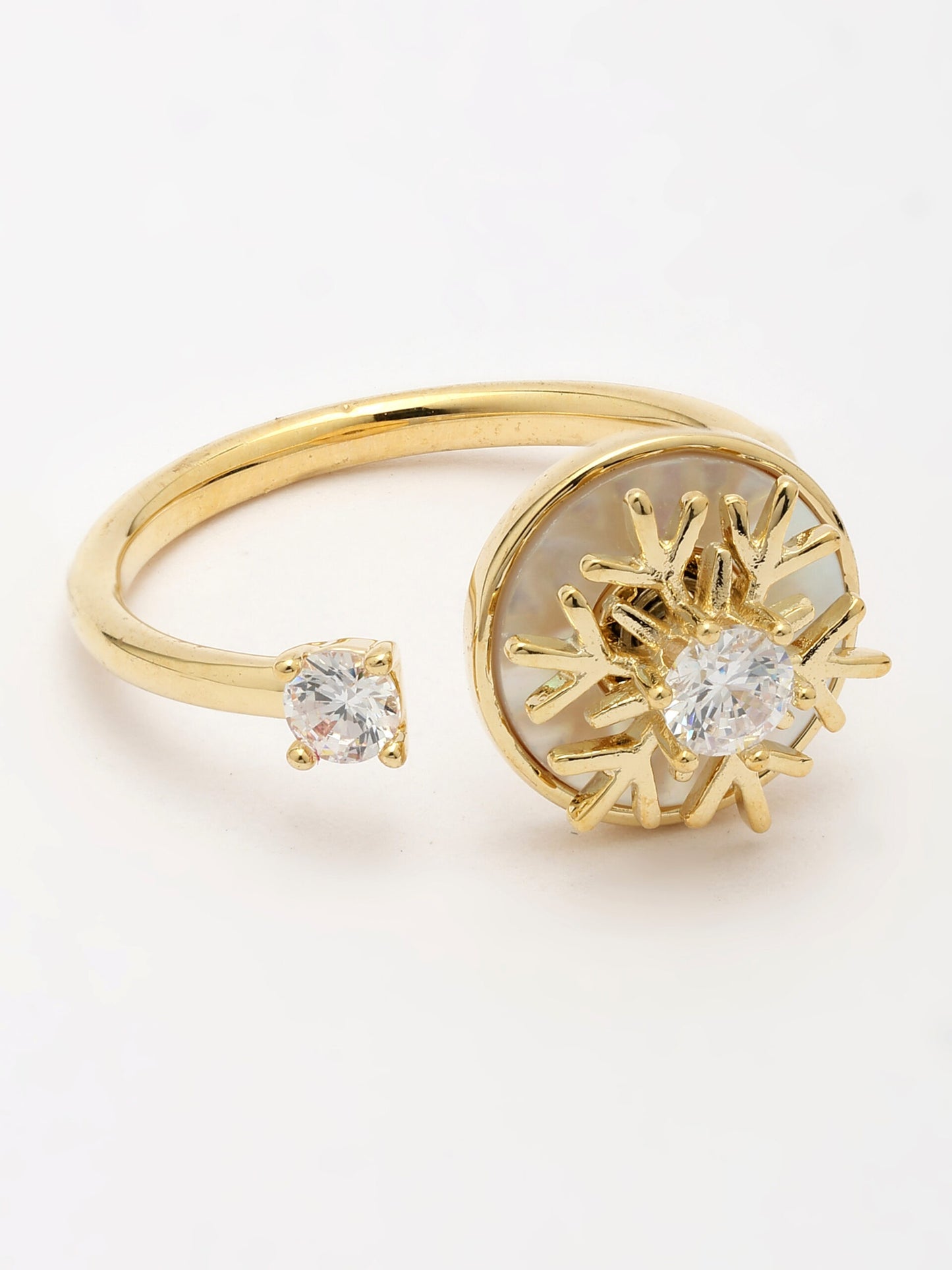 Swirl Design Zircon & Shell Ring