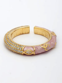 Zircon Ring with Pink Enamel Detailing
