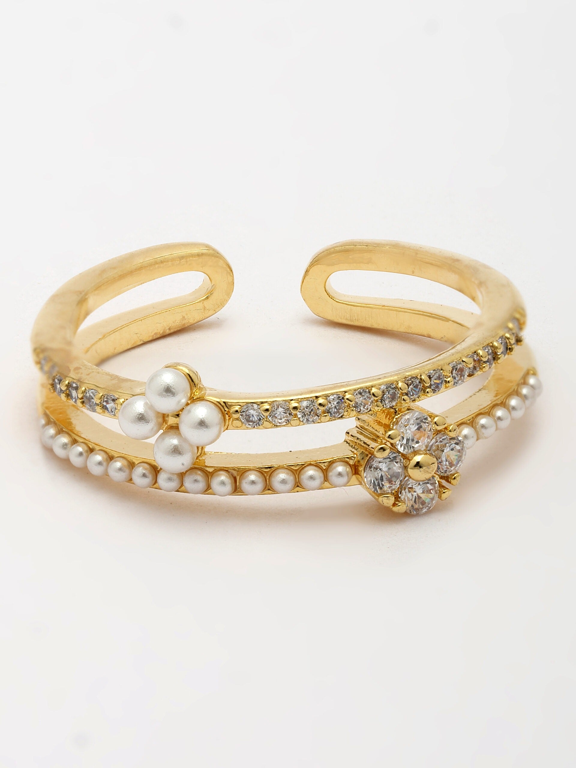 Luminous Mother Of Pearl Ring With Sparkling Zircon