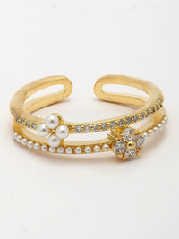 Luminous Mother Of Pearl Ring With Sparkling Zircon