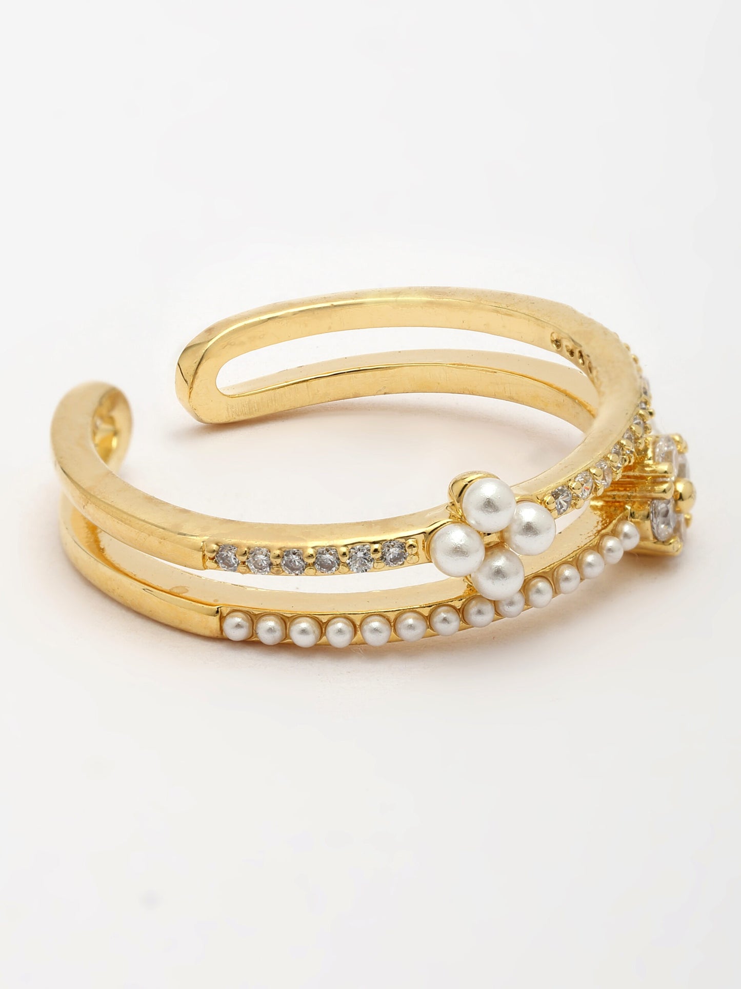 Luminous Mother Of Pearl Ring With Sparkling Zircon
