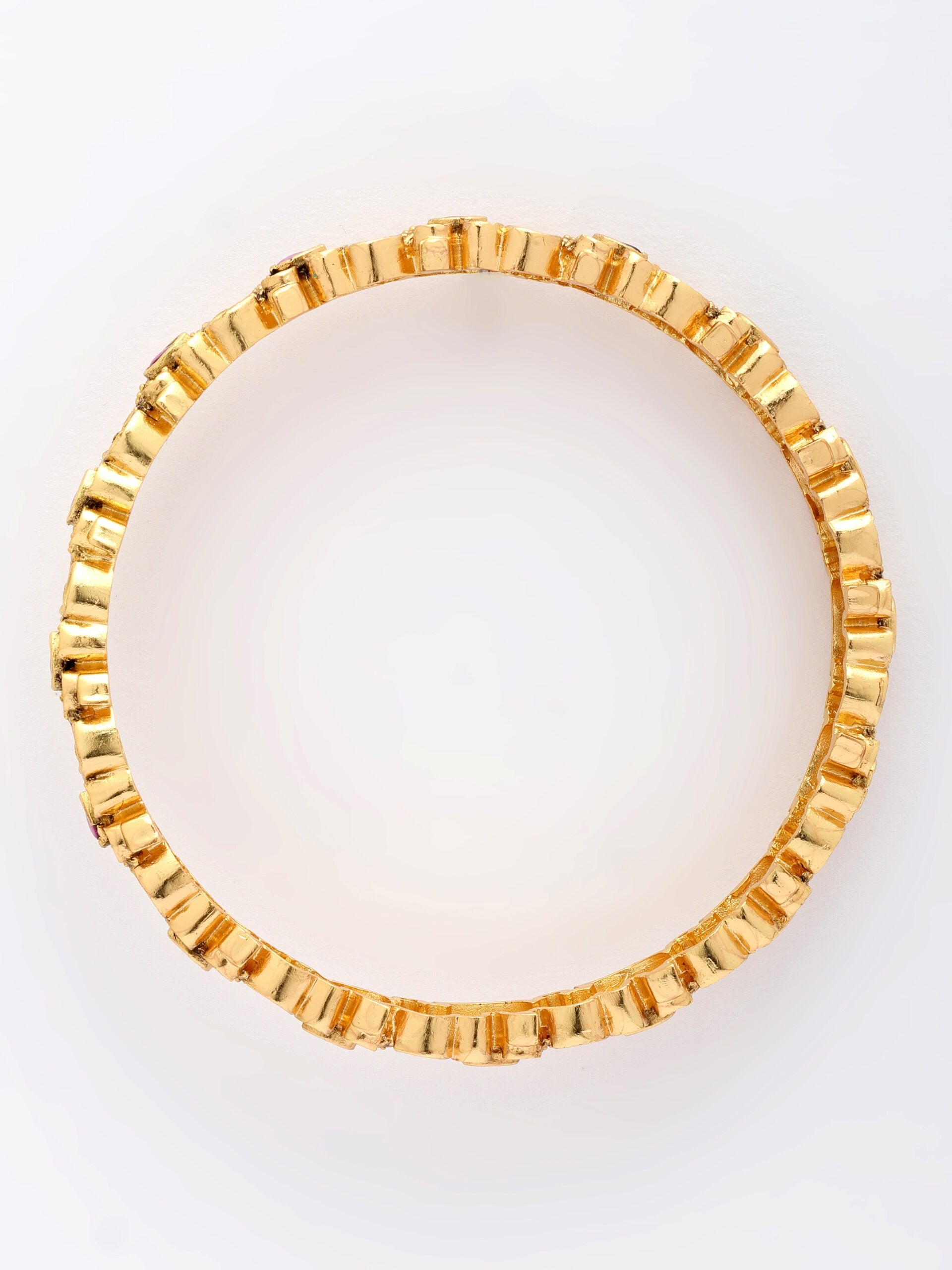 Elegant Ruby & Zircon Bangle With High Gold Polish