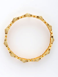 Nakshi Design Bangle Adorned With Ruby & Zircon in High Gold Polish