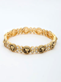 Nakshi Design Bangle Adorned With Ruby & Zircon in High Gold Polish
