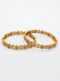 High-Gold Polish Bangle Adorned With Ruby & Zircon