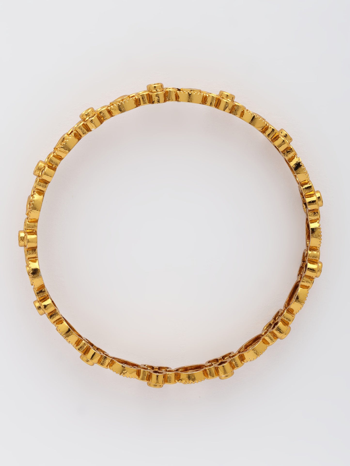 High-Gold Polish Bangle Adorned With Ruby & Zircon