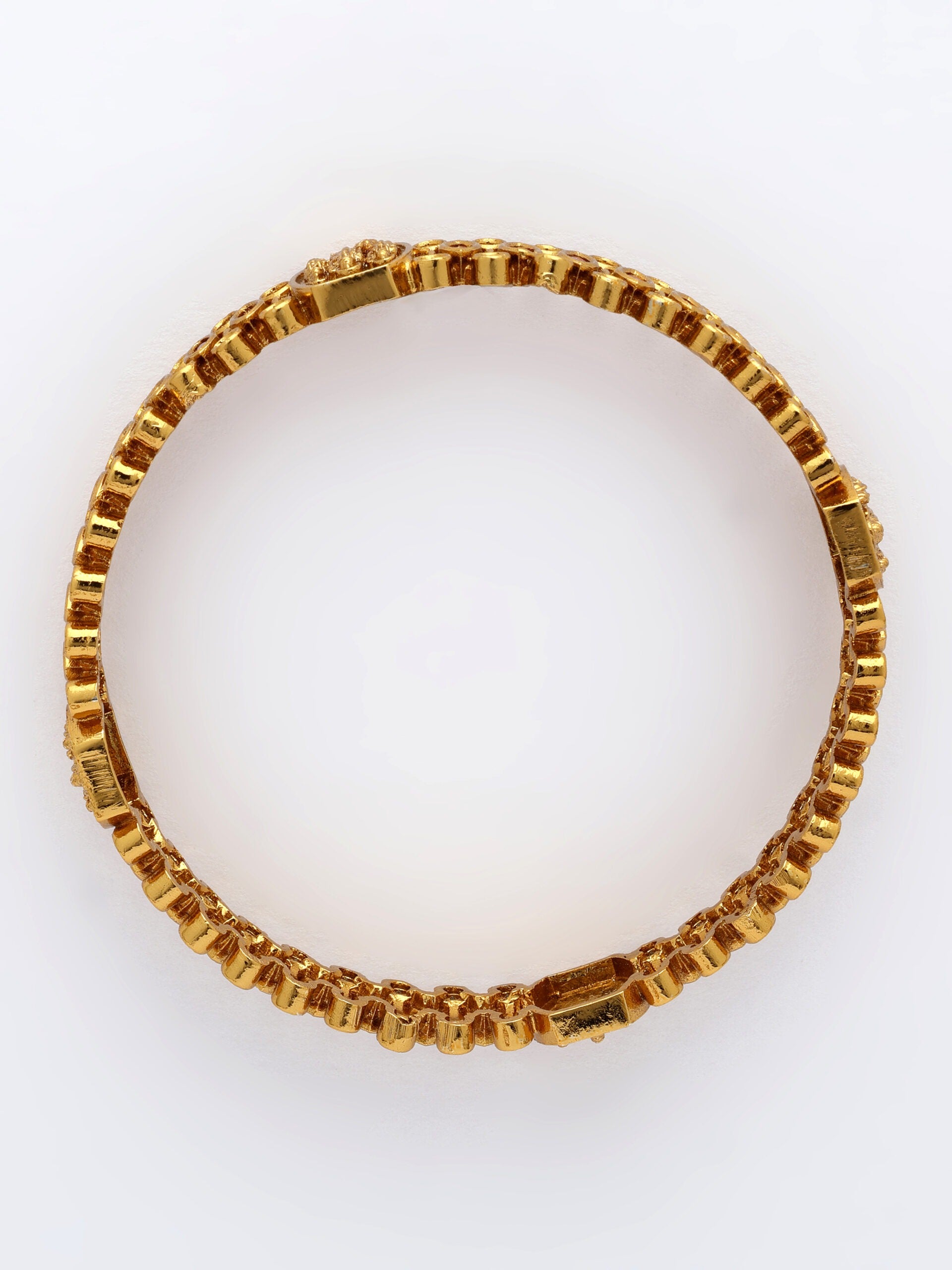 Ram Parivar Bangle With Ruby & Zircon, High Gold Polish