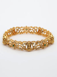 Emerald & Zircon Bangle With High Gold Polish