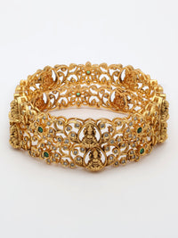 Emerald & Zircon Bangle With High Gold Polish