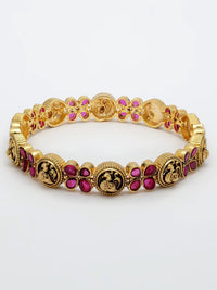 Exquisite Ruby Stone Bangle With Intricate Nakshi Design