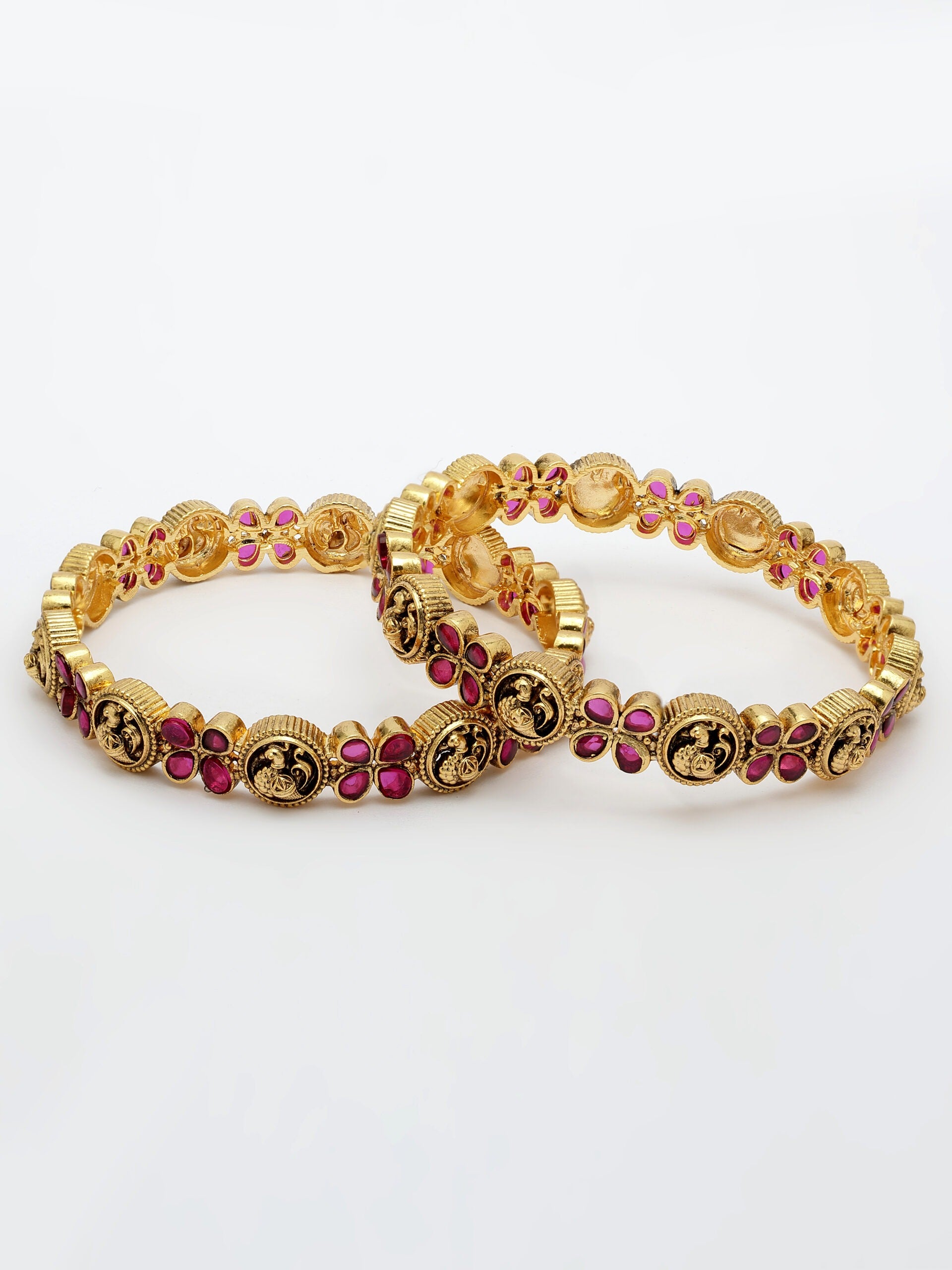 Exquisite Ruby Stone Bangle With Intricate Nakshi Design