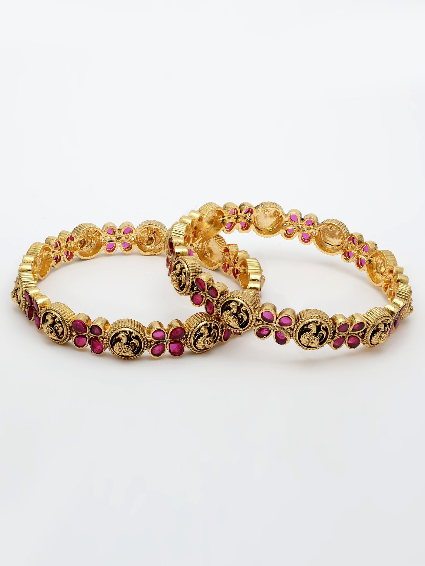 Exquisite Ruby Stone Bangle With Intricate Nakshi Design