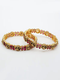 Exquisite Ruby Stone Bangle With Intricate Nakshi Design