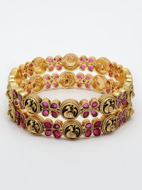 Exquisite Ruby Stone Bangle With Intricate Nakshi Design