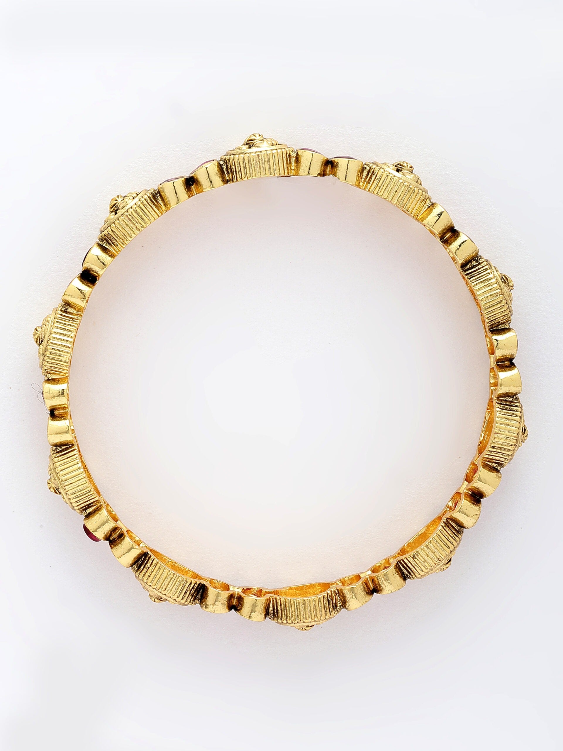 Exquisite Ruby Stone Bangle With Intricate Nakshi Design